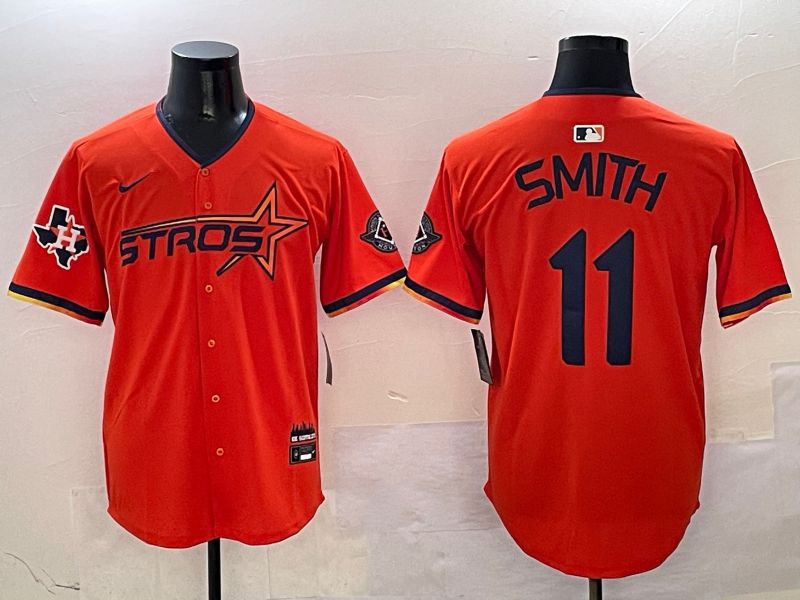 Men Houston Astros #11 Smith Orange three generations Joint Name Nike 2025 MLB Jersey style 8->houston astros->MLB Jersey